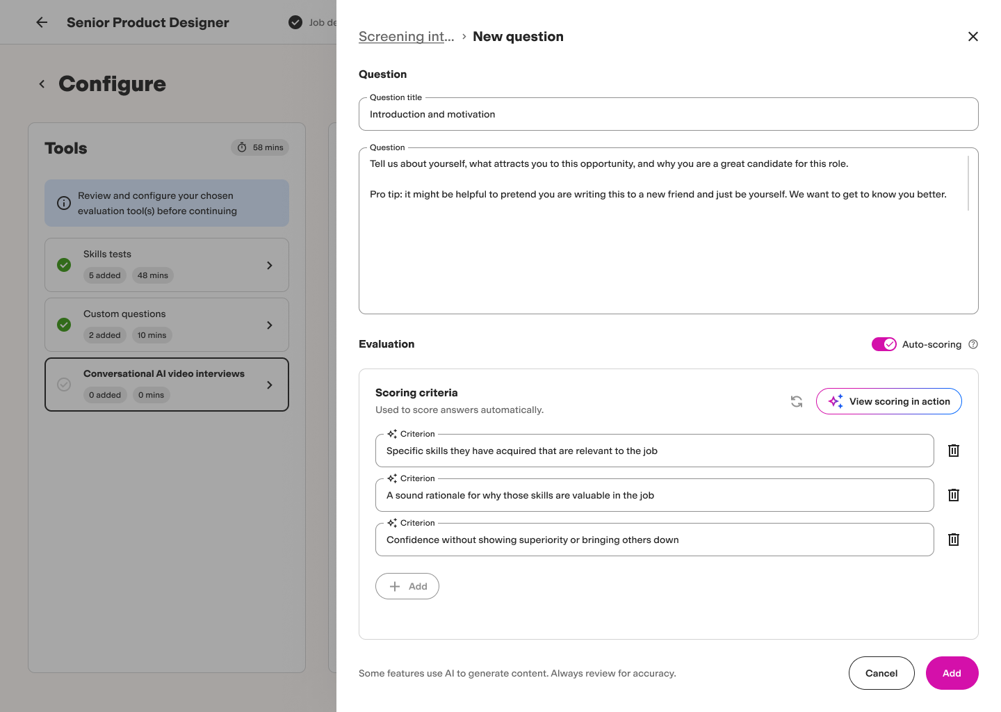 Configure - AI Interview - New question - Criteria generated.png