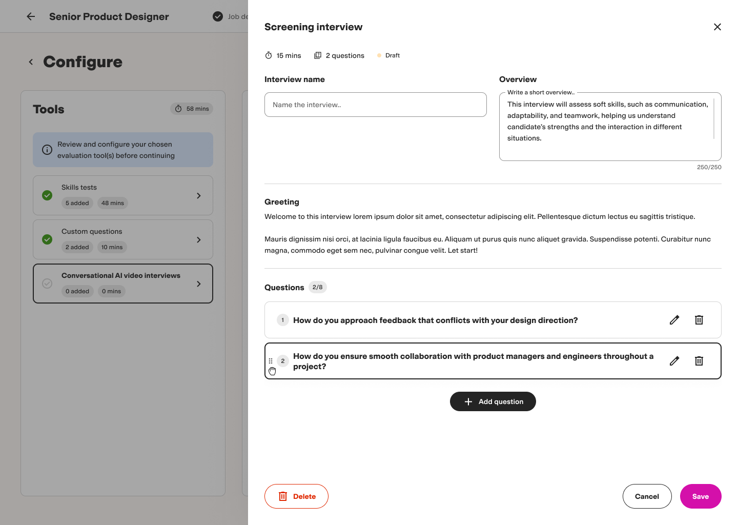 Configure - AI Interview - Create new - Questions added.png