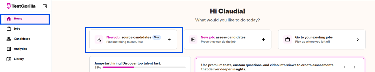 Start sourcing from the home screen